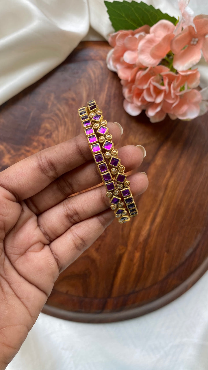 Kundan Festive Bangle Set ( Set of 2 ) - KB086 - V4