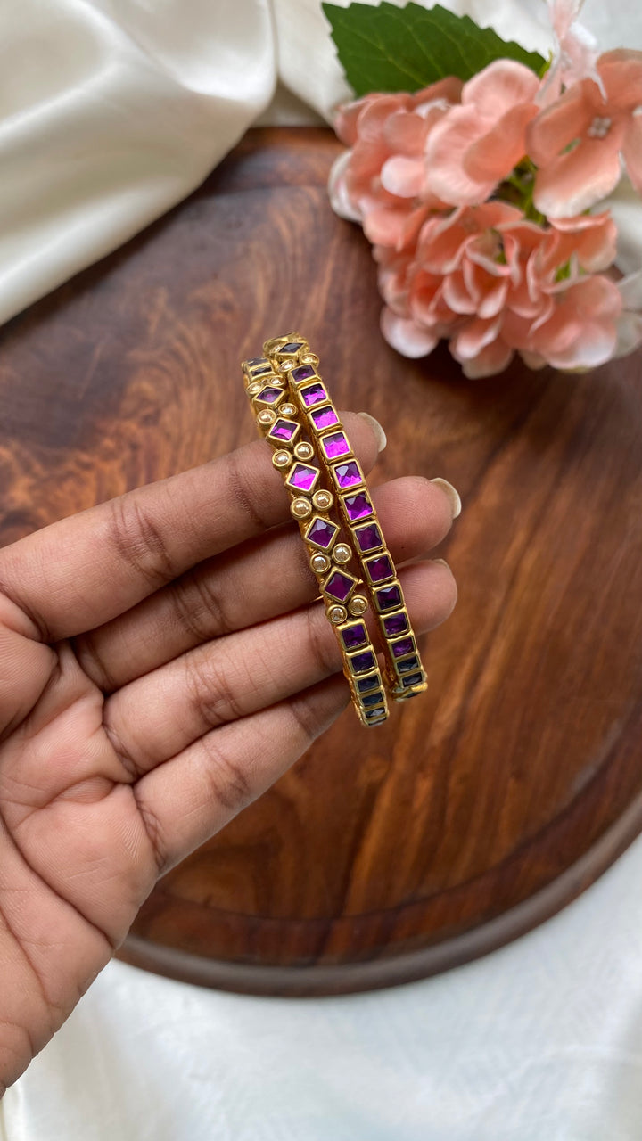 Kundan Festive Bangle Set ( Set of 2 ) - KB086 - V4