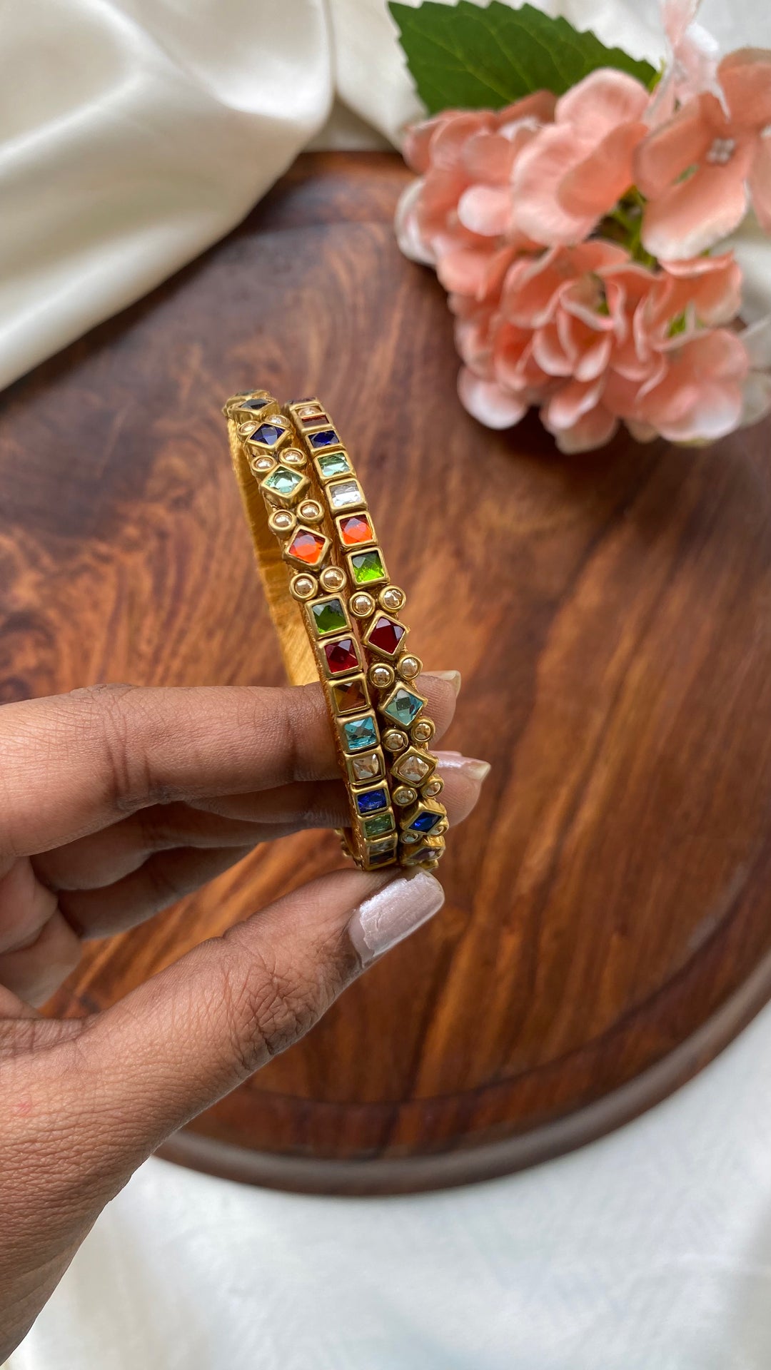 Kundan Festive Bangle Set ( Set of 2 ) - KB087 - V4