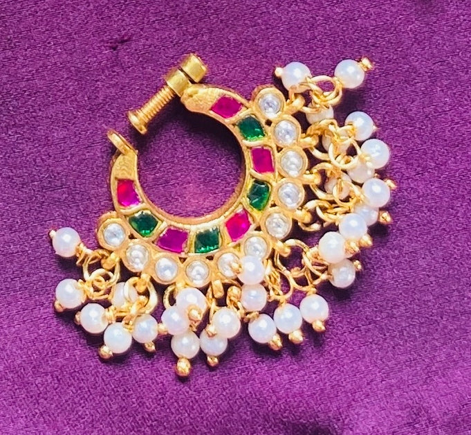Chandbali  - Kundan Nose Ring Nath