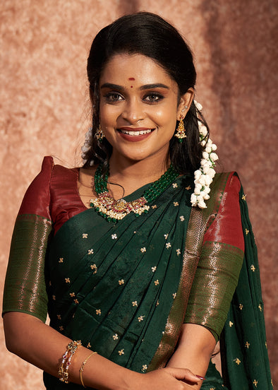 Premium Goddess Kundan Emerald Necklace
