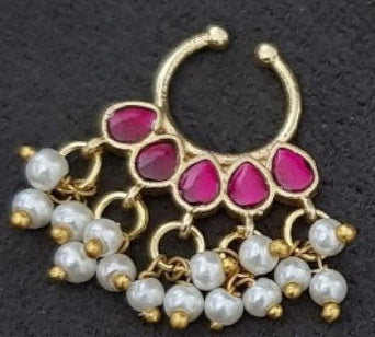 Chandbali - Septum Ruby Nose Pin