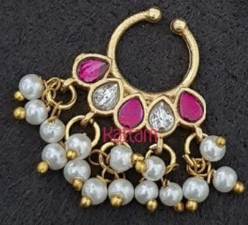 Chandbali - Septum Ruby Nose Pin