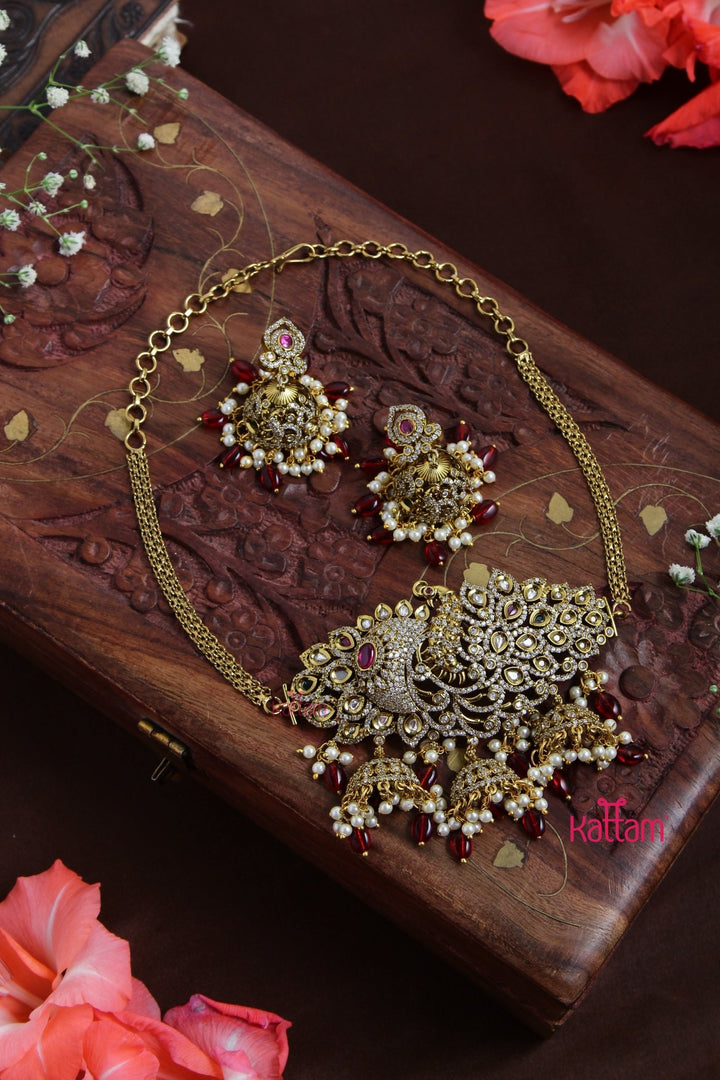 Aadhya - Grand Peacock Ruby Choker - N3085