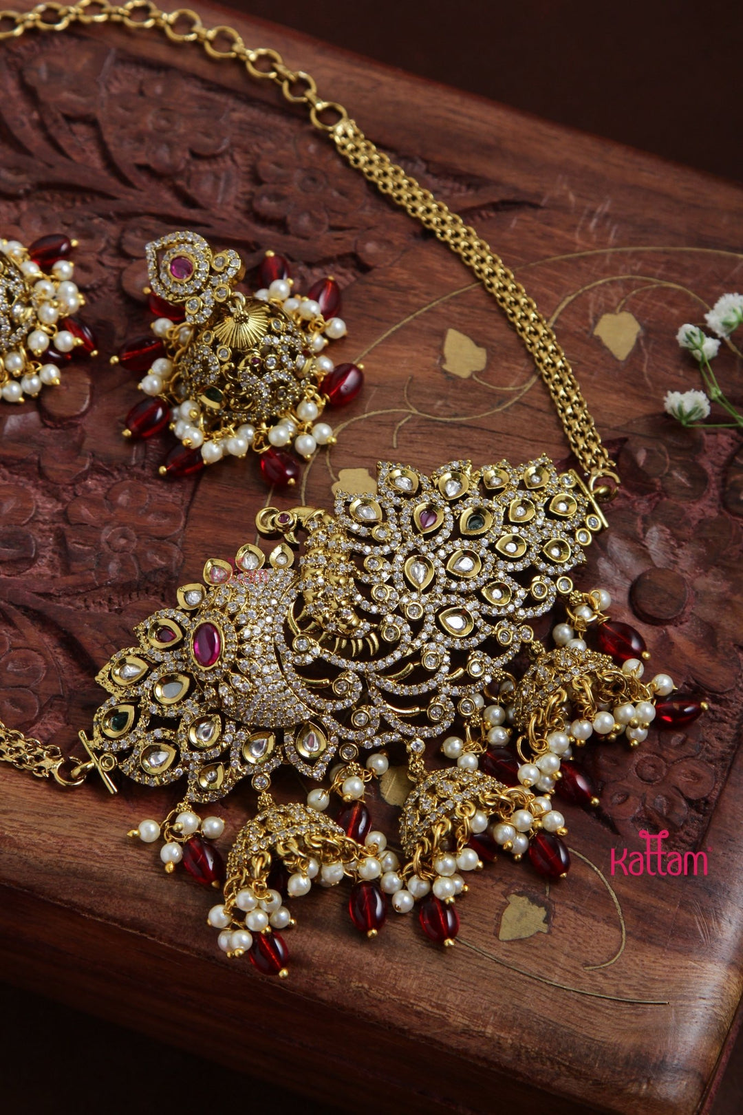 Aadhya - Grand Peacock Ruby Choker - N3085