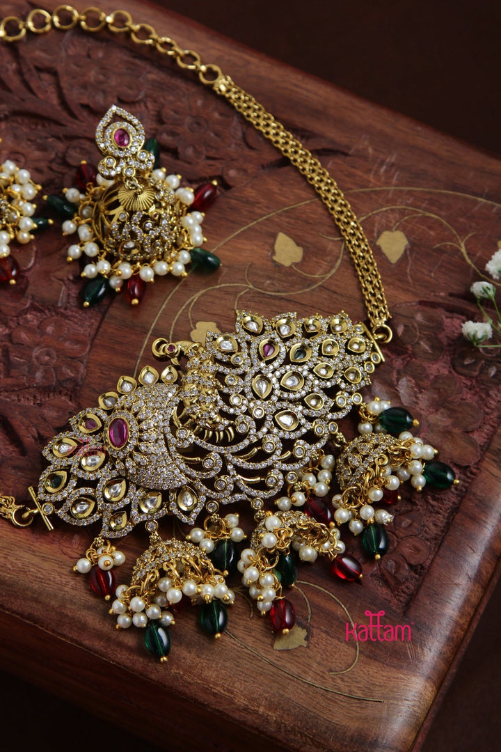 Aadhya - Grand Peacock Rubygreen Choker - N3086