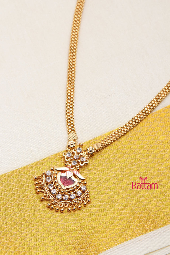 Aarathy - Kerala Ruby Pendant Chain - N3195