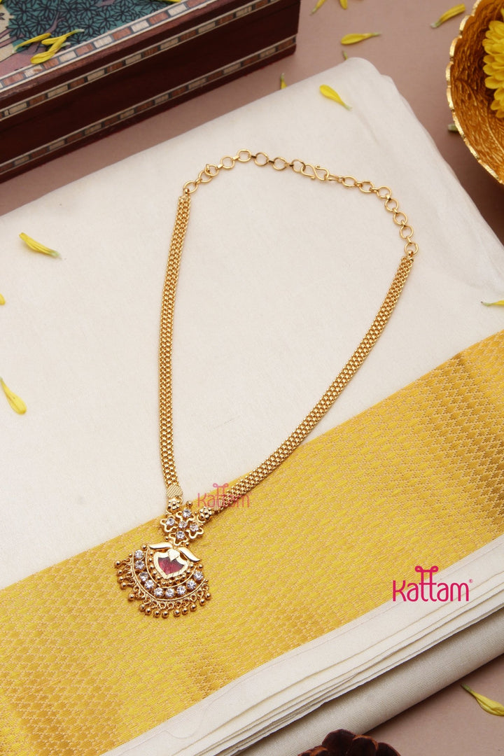 Aarathy - Kerala Ruby Pendant Chain - N3195