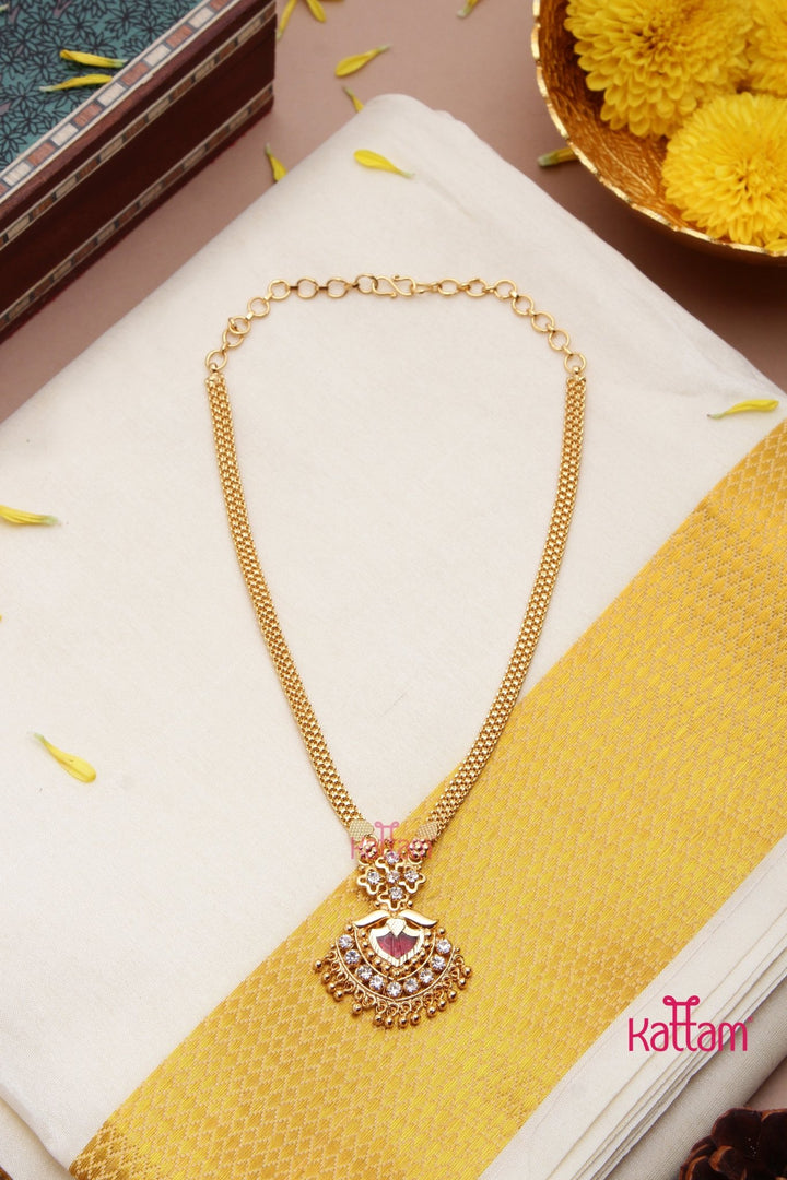 Aarathy - Kerala Ruby Pendant Chain - N3195