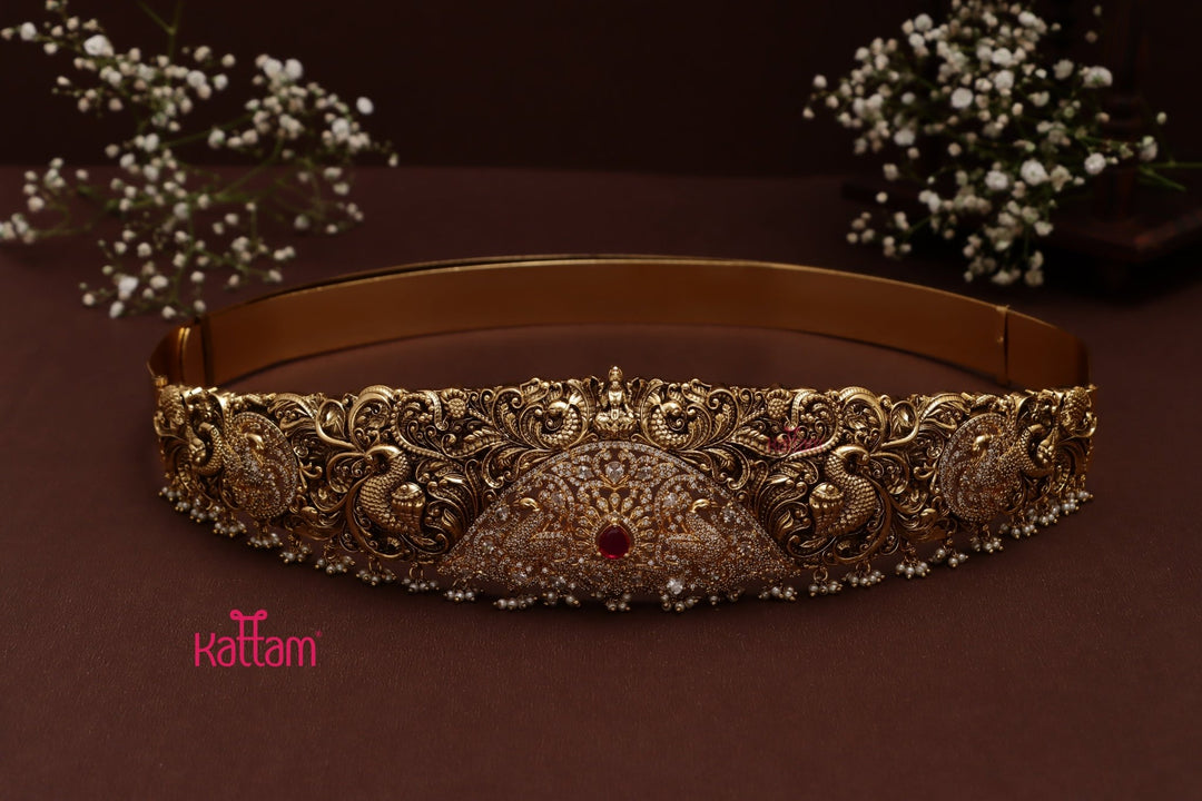 Aarudhra - Goldtone Peacock Ruby Semi Bridal Set (Sold Separately ) - HB206