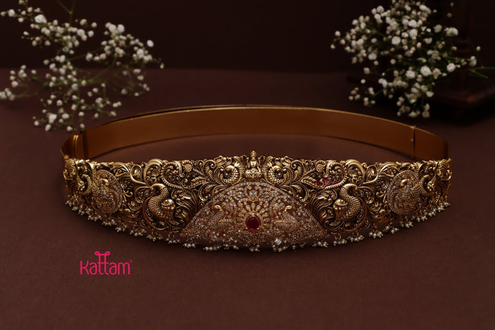 Aarudhra - Goldtone Peacock Ruby Semi Bridal Set (Sold Separately ) - HB206