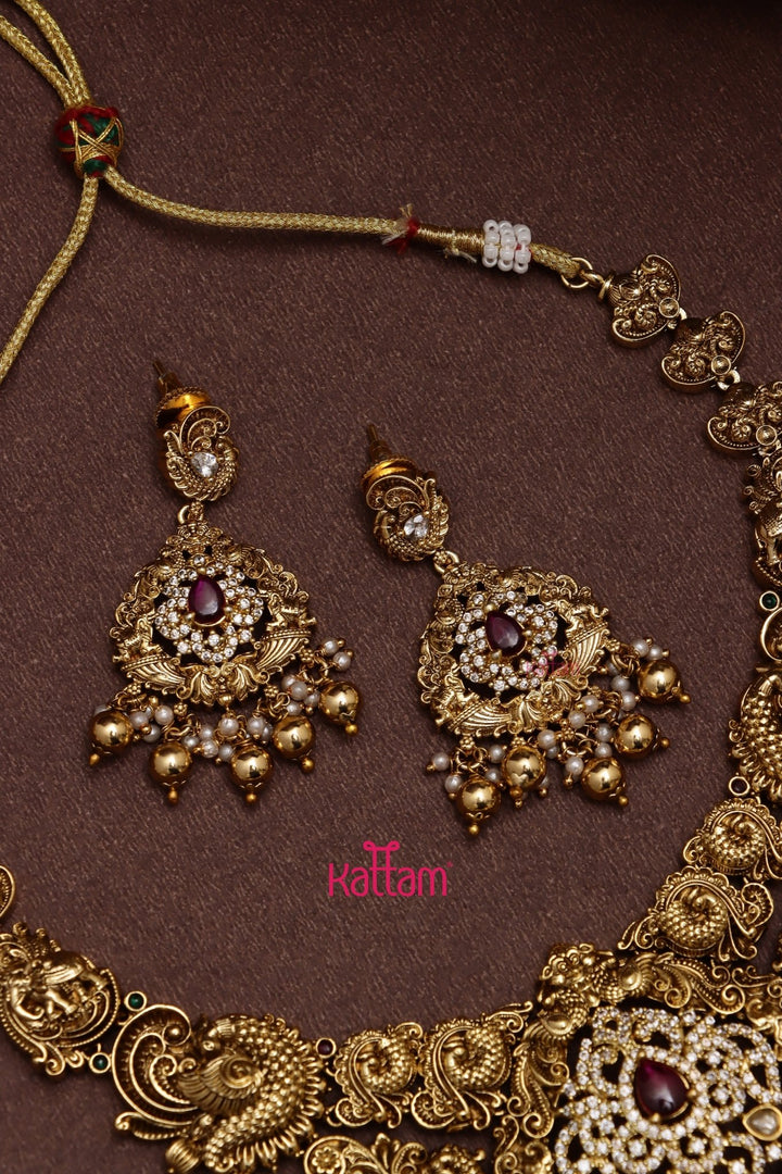 Aarudhra - Goldtone Peacock Ruby Semi Bridal Set (Sold Separately ) - N3563N