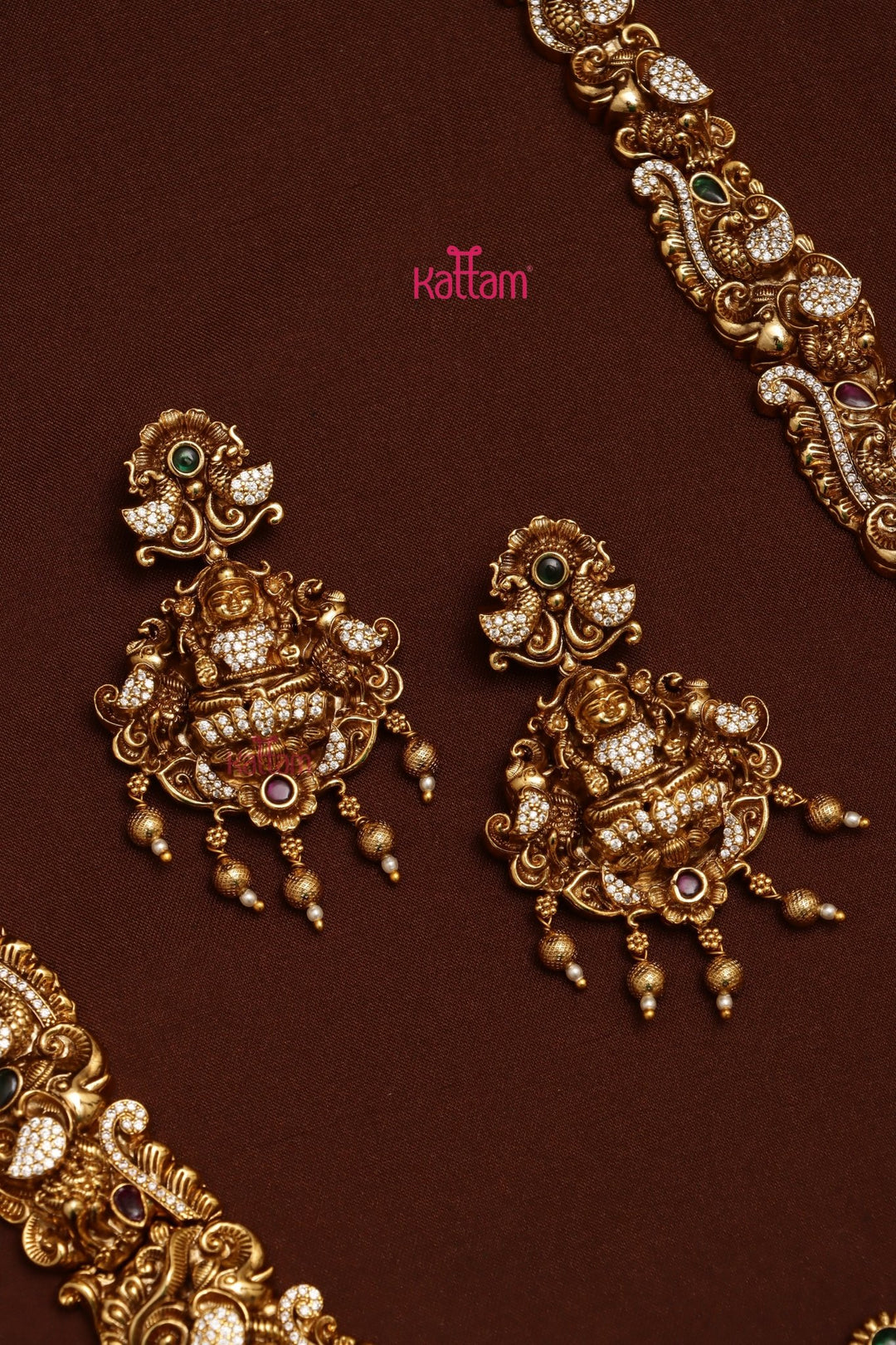 Abarnathi - Antique Goddess Peacock Necklace - N3648