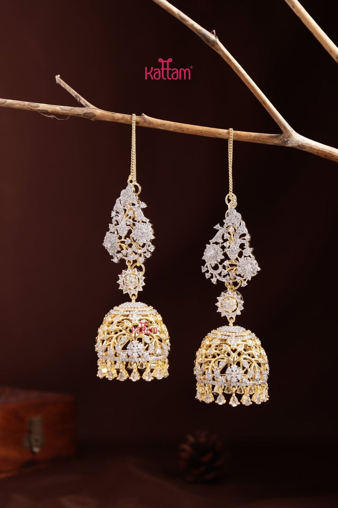 AD Bridal Flourish Mattal Jhumka - E1344