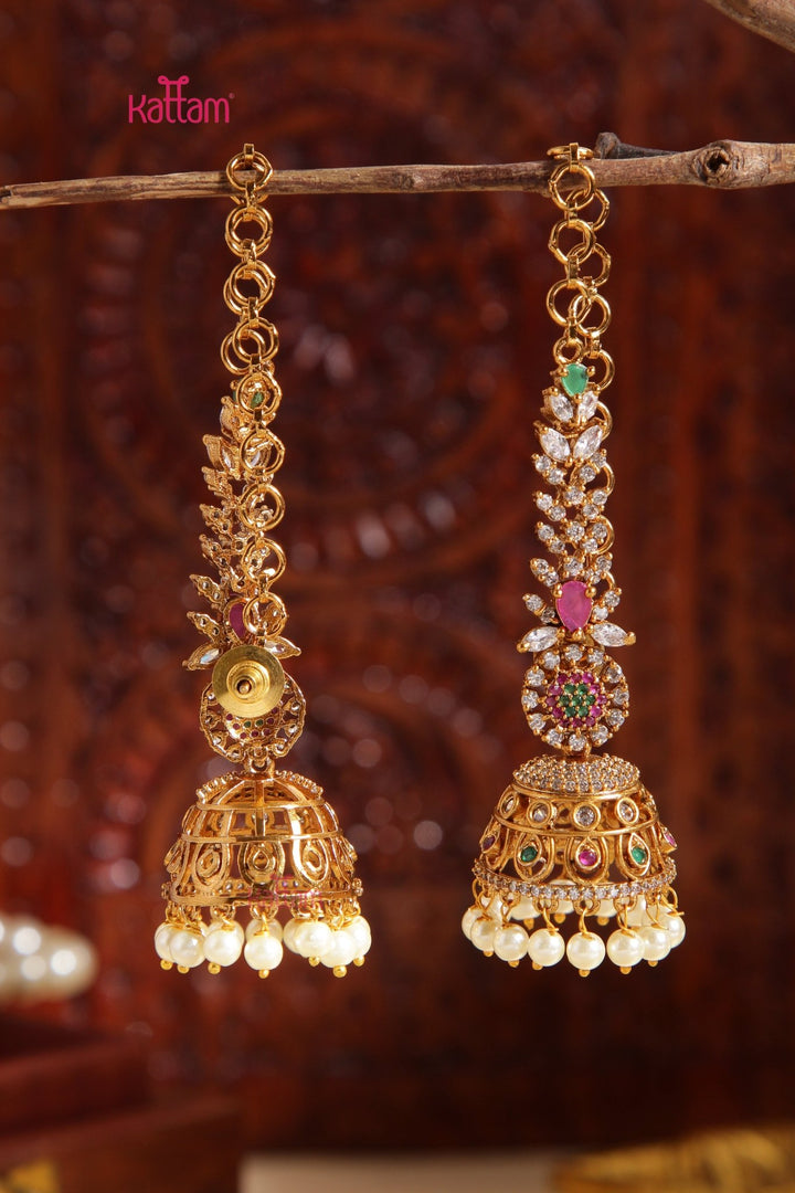 AD Chakra Flower Jhumka With Mattal - E998