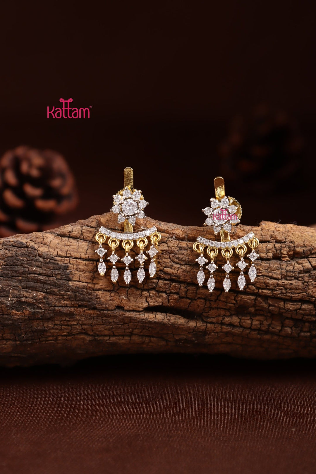 AD Flower Sone Drop Small Earring - E1331