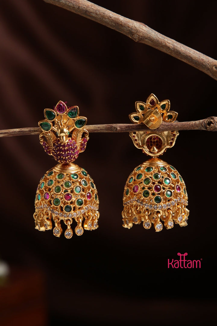 AD Green Peacock Jhumka - E931