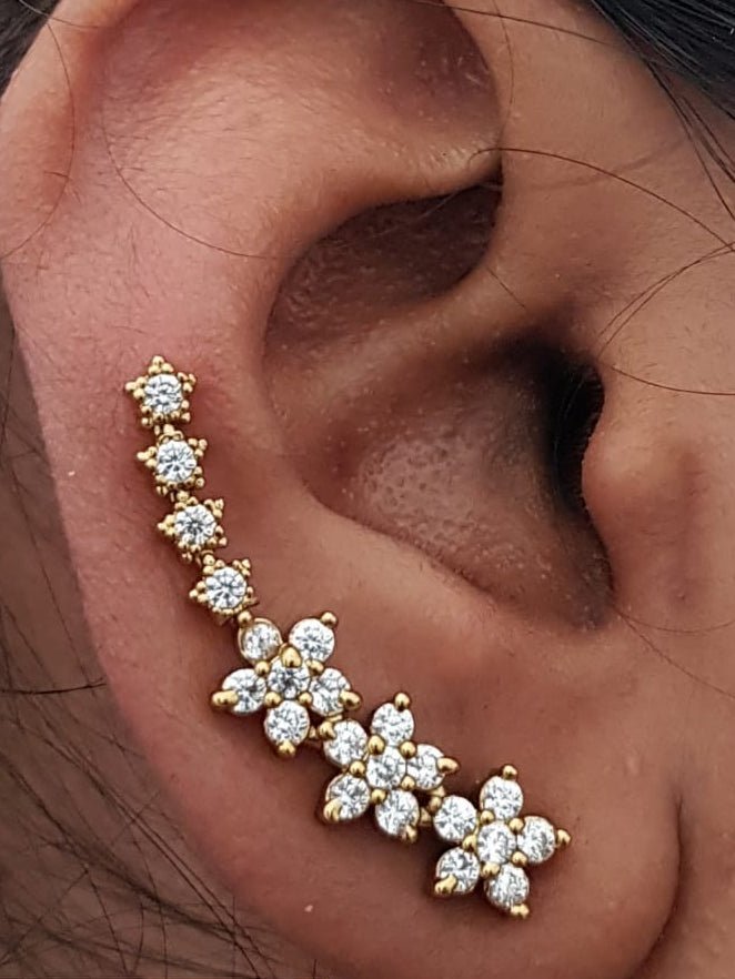 AD Mini Flower Stone Earcuff - E1266