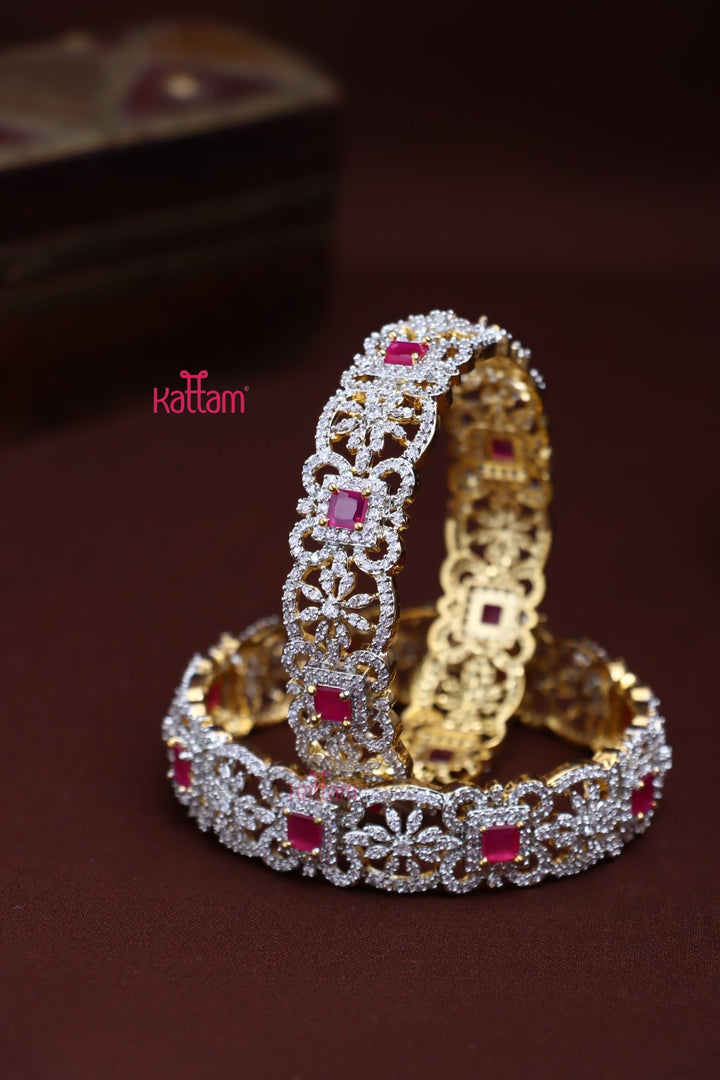 AD Monolisa Flower Ruby Bangle - B589 - V4
