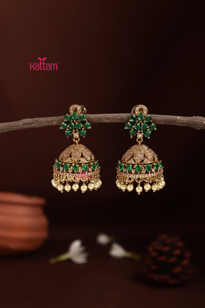 AD Pattern Green Jhumka - E1335