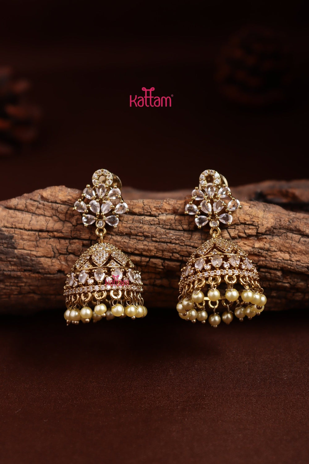 AD Pattern White Jhumka - E1336