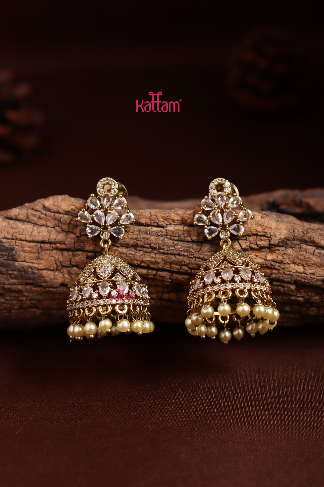AD Pattern White Jhumka - E1336