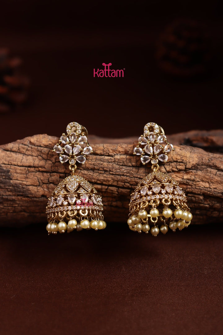 AD Pattern White Jhumka - E1336