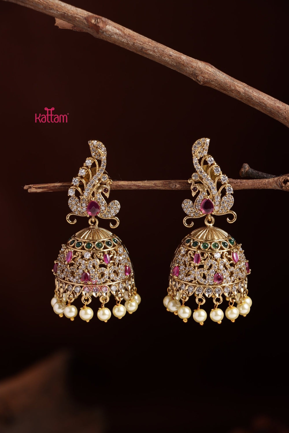AD Peacock Bold Jhumka - E1109