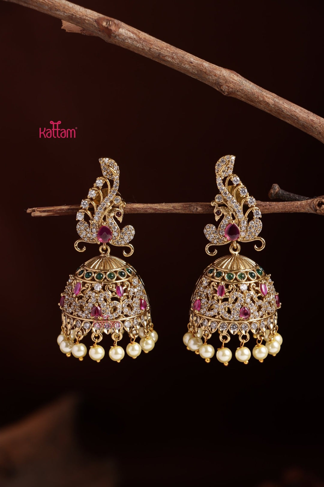 AD Peacock Bold Jhumka - E1109