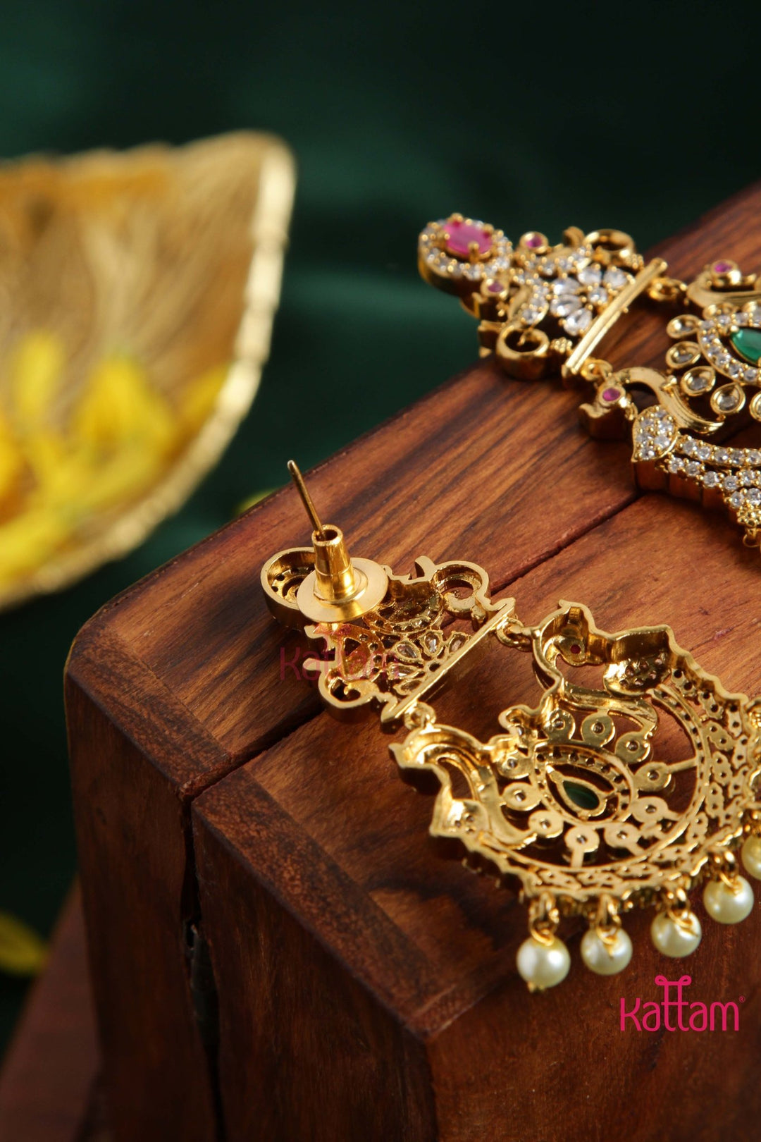 AD Peacock Chandbali Earring Kattam - Main Image