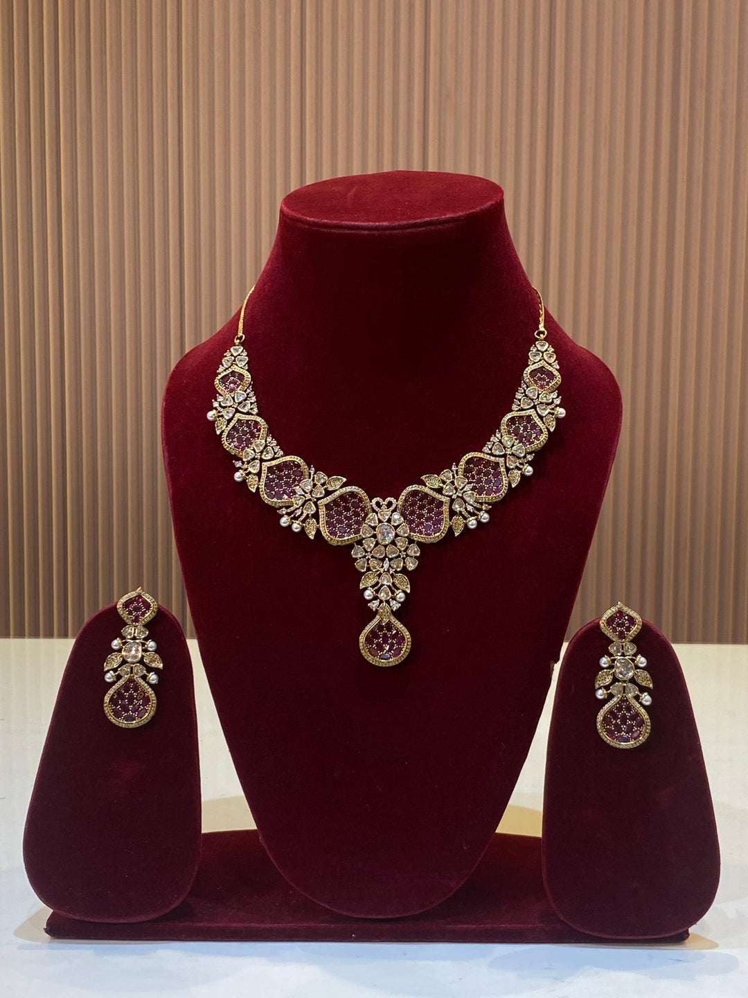 AD Ruby Floral Necklace - SPN09