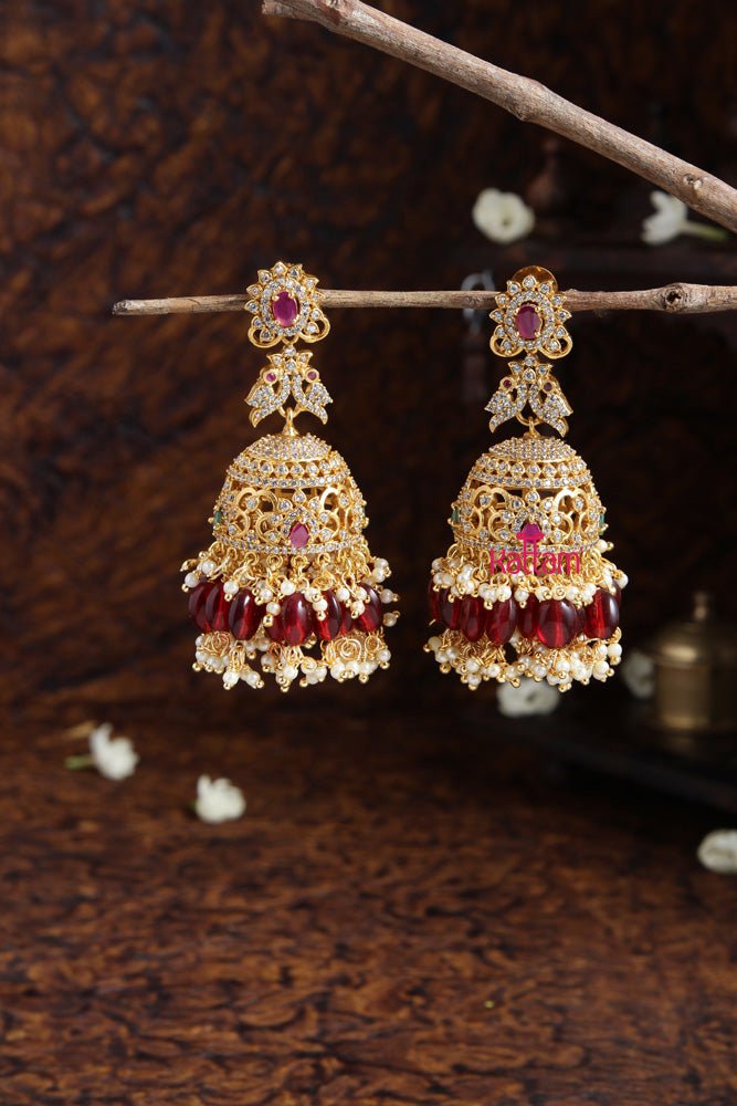 AD Ruby Peacock Bridal Jhumka - E480