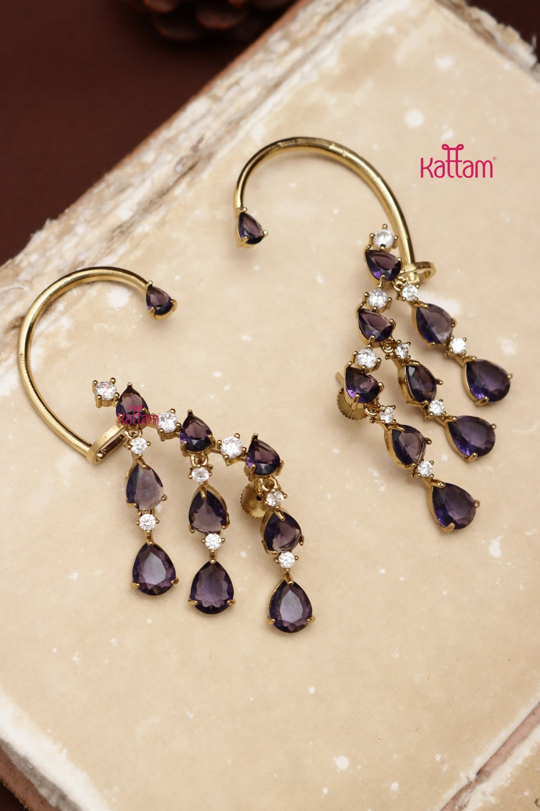 AD Semi Earcuff Dangler - Purple - E1328