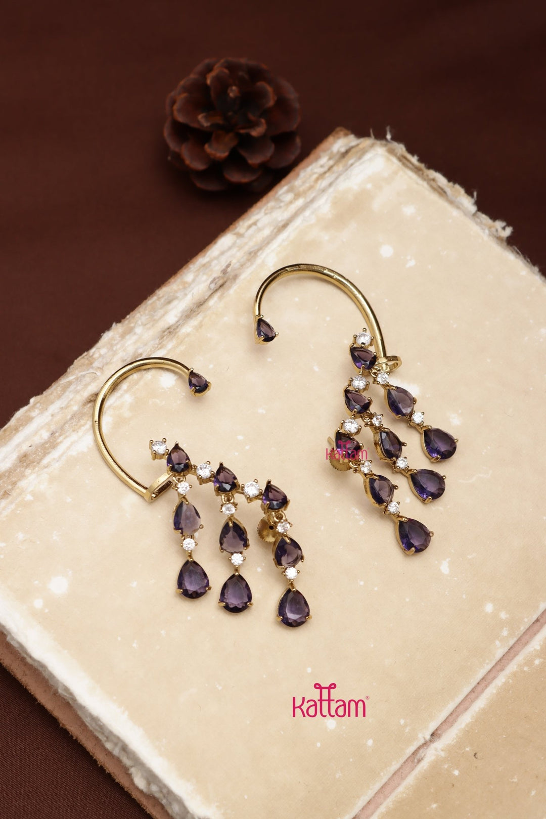 AD Semi Earcuff Dangler - Purple - E1328