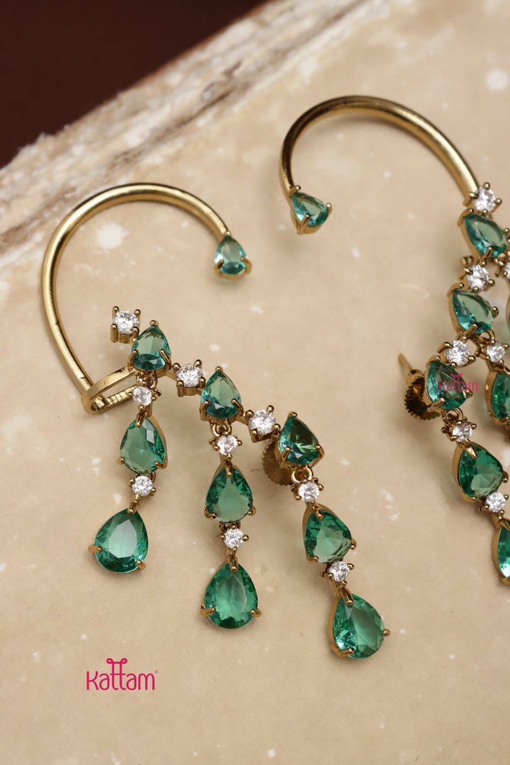 AD Semi Earcuff Dangler - Turquiose Green - E1329