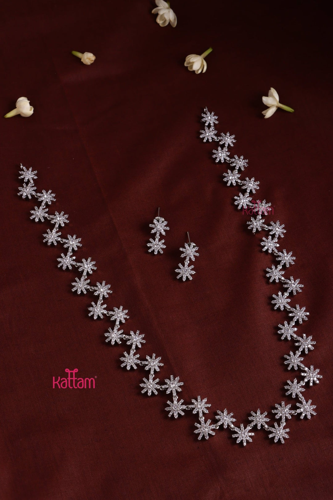 AD Silvertone Floral Haram - N5175