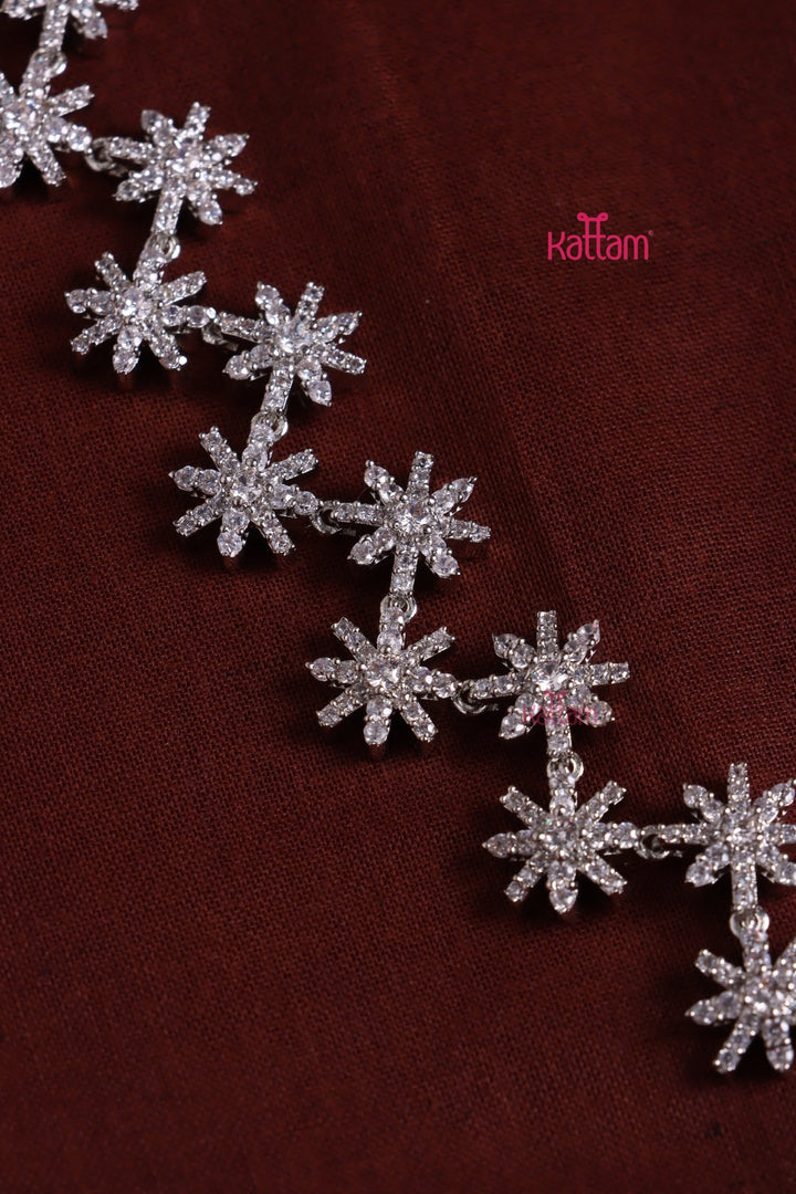 AD Silvertone Floral Haram - N5175