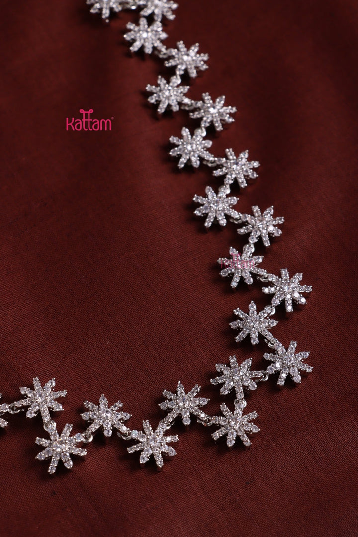 AD Silvertone Floral Haram - N5175