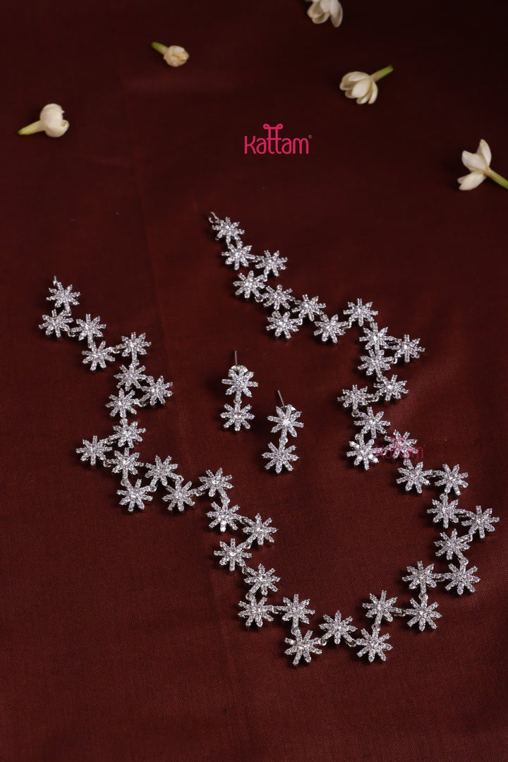AD Silvertone Floral Haram - N5175