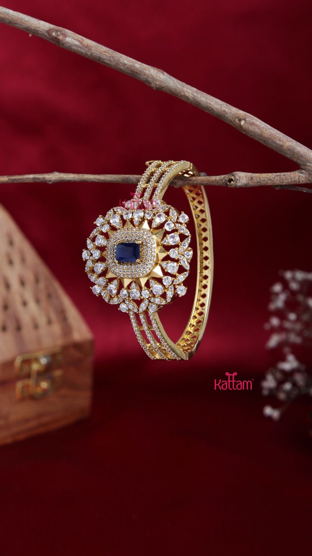 AD Stone Blue Kada Bangle - B522