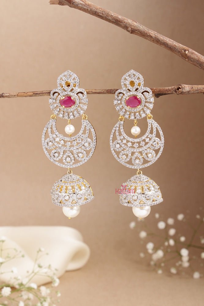 AD Stone Chandbali Ruby Jhumka - E726