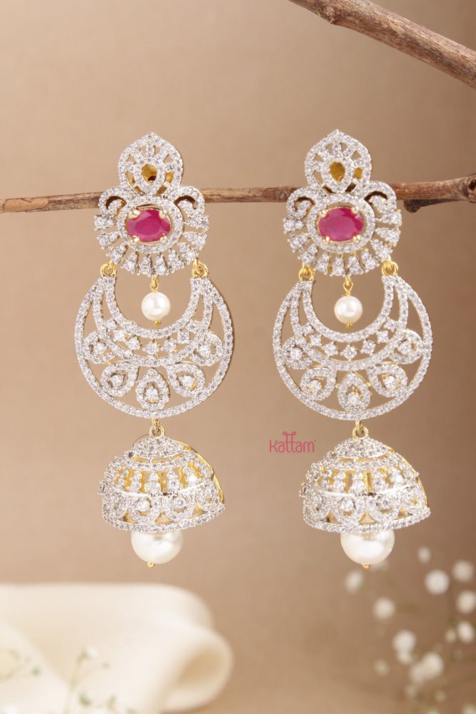 AD Stone Chandbali Ruby Jhumka - E726