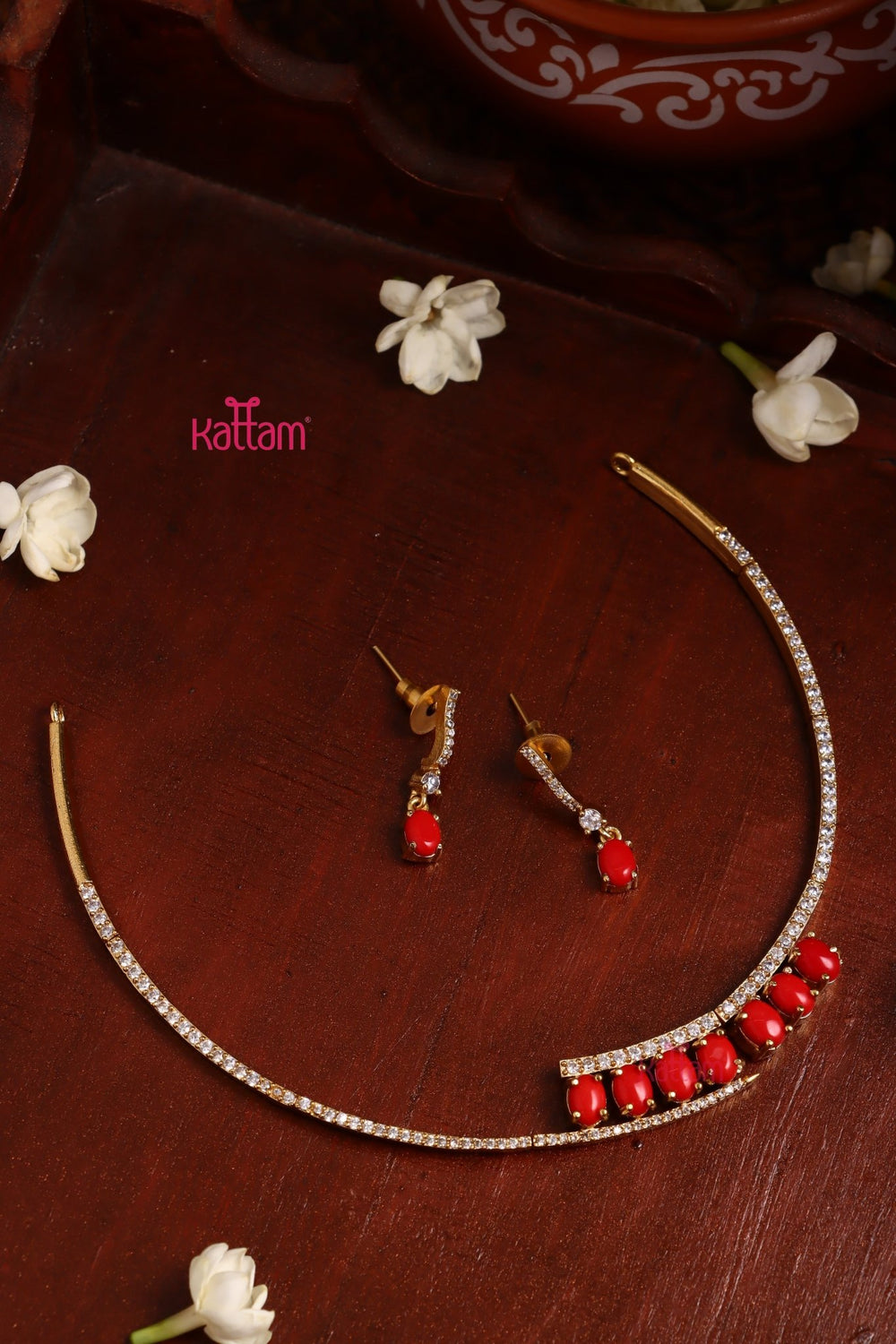 AD Stone Coral Hasli Choker - N3411
