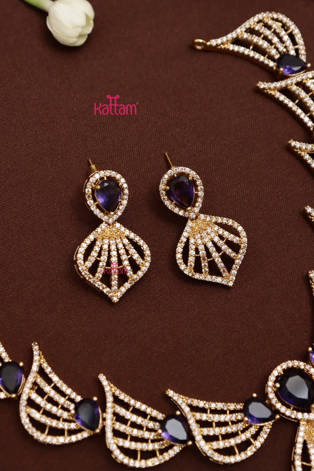 AD Stone Feather Purple Choker - N5396