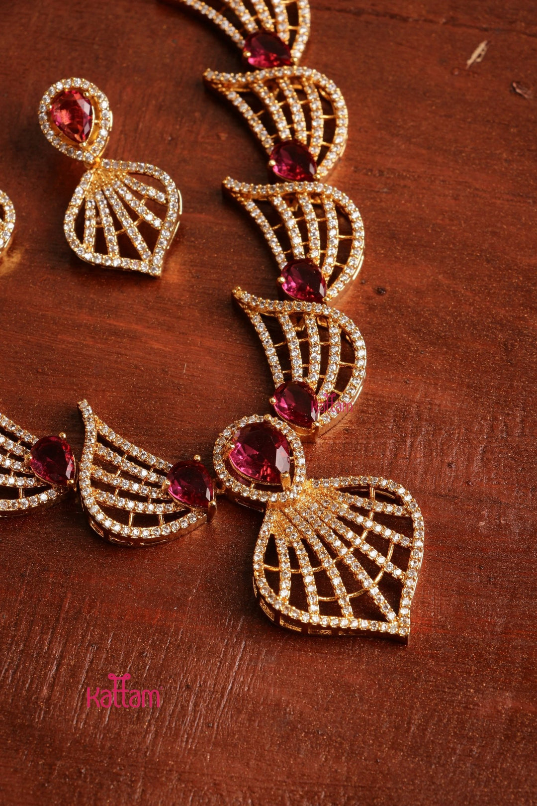 AD Stone Feather Ruby Choker - N5366