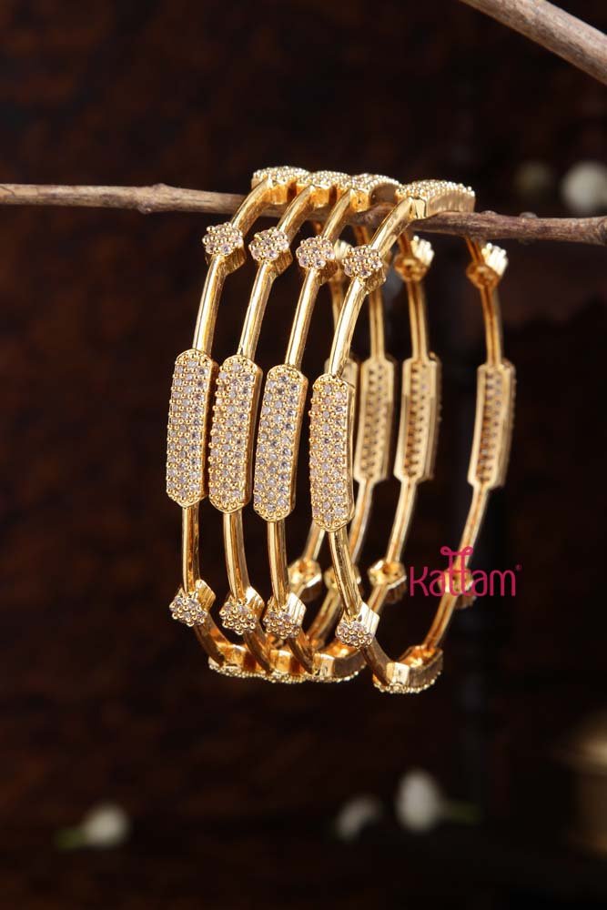 AD Stone Golden Bangle - B437 - V4