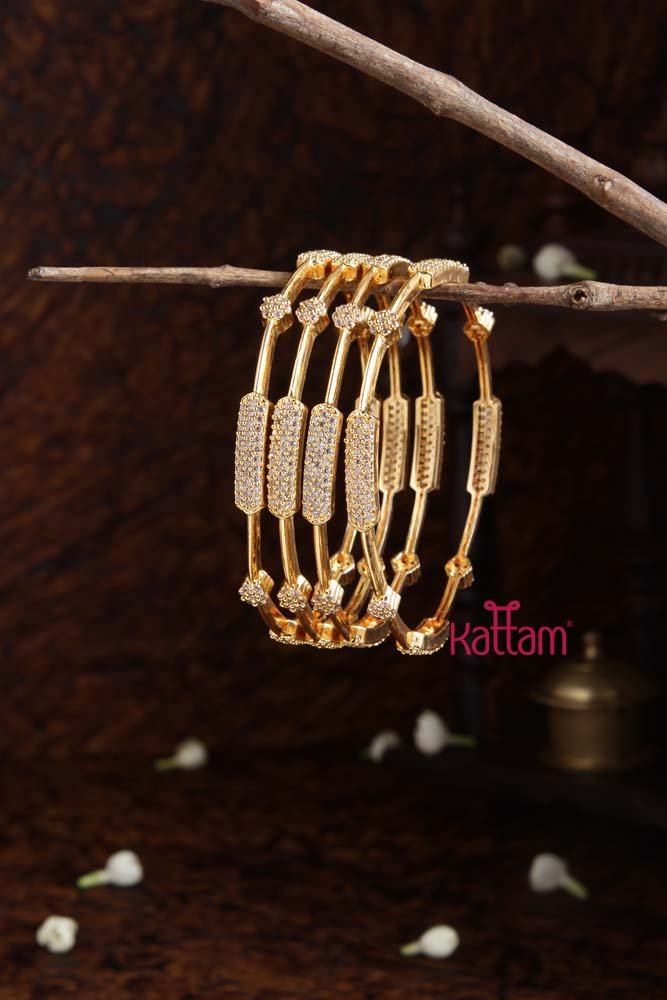 AD Stone Golden Bangle - B437 - V4