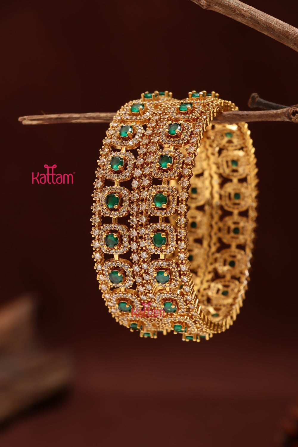 AD Stone Green Festive Bangle - B602 - V4