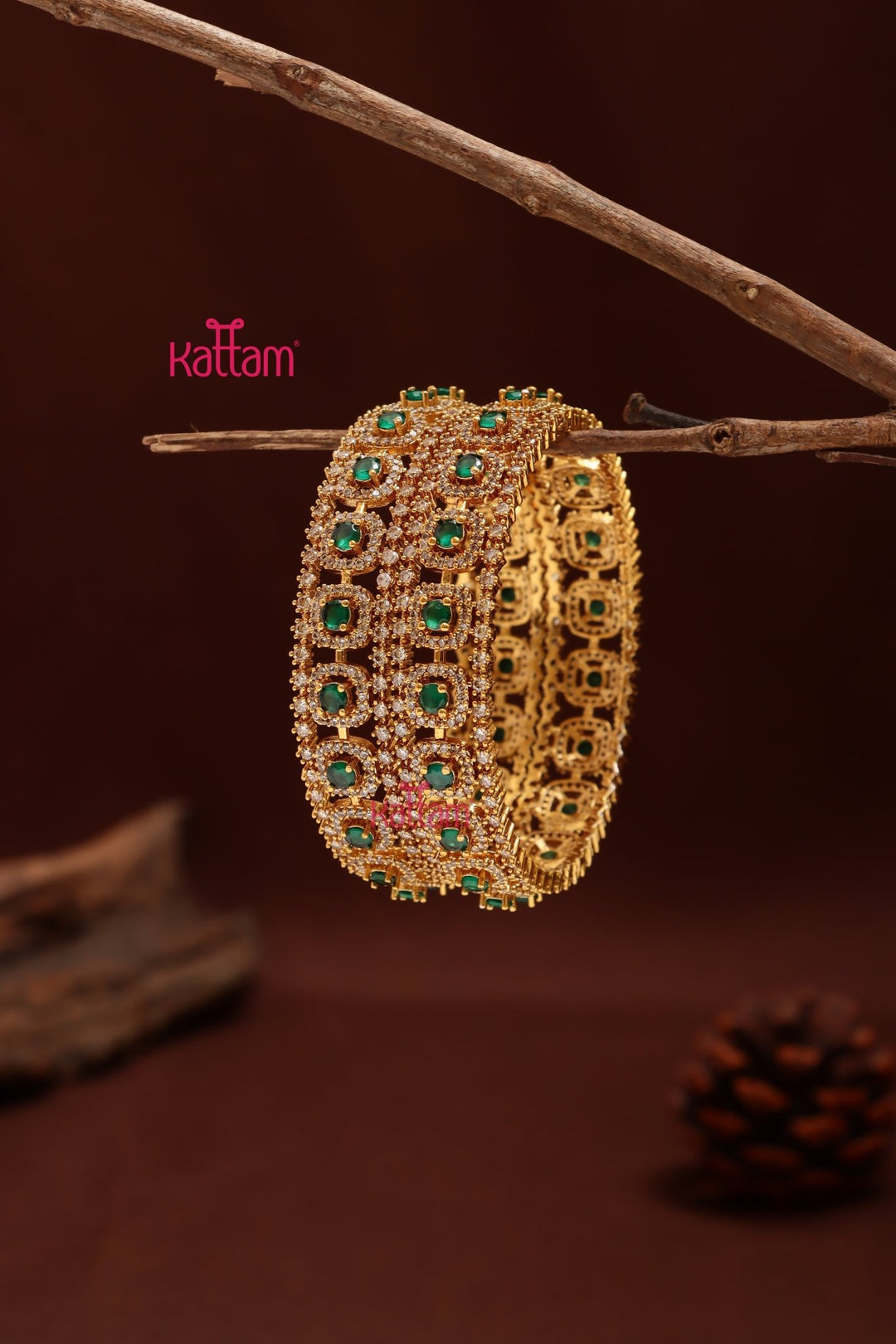AD Stone Green Festive Bangle - B602 - V4