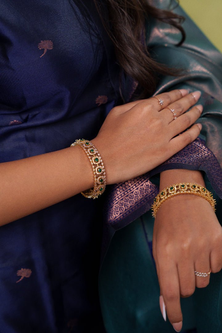 AD Stone Green Festive Bangle - B602 - V4